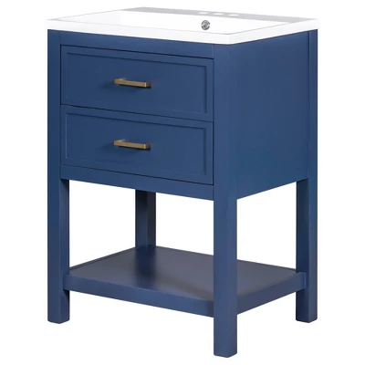 ModernLuxe 24" Modern Blue and Gold Bathroom Vanity with Integrated Resin Sink 6 ModernLuxe 24" Modern Blue and Gold Bathroom Vanity with Integrated Resin Sink - Image 4