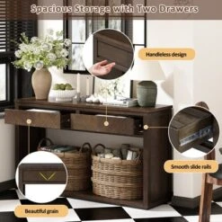 Rustic Wooden Console Table With Storage Drawers And Open Shelf, Elegant Entryway Table For Hallway And Living Room - ModernLuxe -Luxe Furniture Sale GUEST 13fb3127 d968 4e26 9d32 90a894eb6ad1