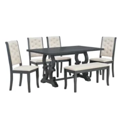 ModernLuxe 6-Piece Retro Dining Set with Flemish Scroll Table and Bench 18 ModernLuxe 6-Piece Retro Dining Set with Flemish Scroll Table and Bench -Luxe Furniture Sale GUEST 144b2e82 beff 4f59 aab3 7cc9f823a4d3