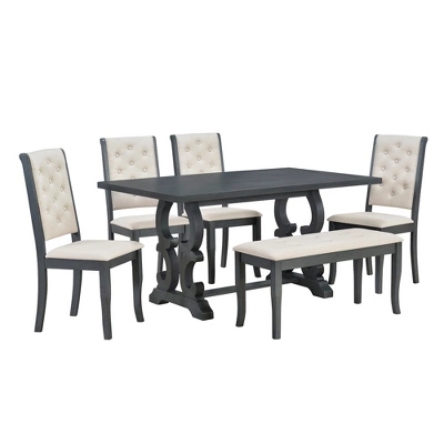 ModernLuxe 6-Piece Retro Dining Set with Flemish Scroll Table and Bench 9 ModernLuxe 6-Piece Retro Dining Set with Flemish Scroll Table and Bench - Image 7