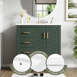 30''W Freestanding Bathroom Vanity With Ceramic Sink, Solid Wood Frame Storage Cabinet With 3 Drawers & Soft Closing Doors - ModernLuxe -Luxe Furniture Sale GUEST 1477cf0e 259a 42fb 89cc d80a79d2acca