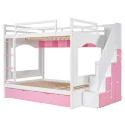 ModernLuxe Full Over Full Bunk Bed with Trundle, Storage Stairs, and Ladder -Luxe Furniture Sale GUEST 14a38407 75fc 45e1 b3cf 6aa08ffcb04f