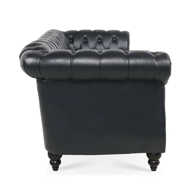 ModernLuxe 84.65" Chesterfield 3-Seater Upholstered Sofa - Tufted Scrolled Arm Couch 8 ModernLuxe 84.65" Chesterfield 3-Seater Upholstered Sofa - Tufted Scrolled Arm Couch - Image 6