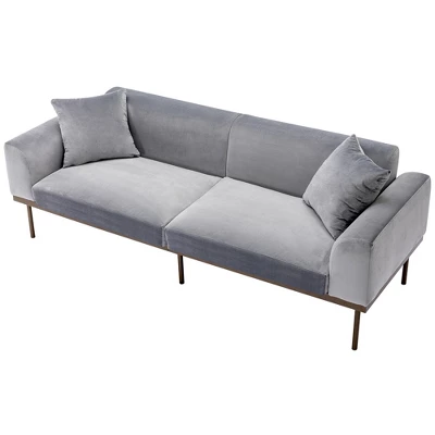 ModernLuxe Modern Velvet Loveseat Sofa with Metal Legs & Two Pillows 10 ModernLuxe Modern Velvet Loveseat Sofa with Metal Legs & Two Pillows - Image 8