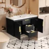 ModernLuxe 36'' Wall Mounted Bathroom Vanity, Floating Solid Wood Cabinet With Resin Sink, 2 Drawers & 2 Cabinets, White/Black 1 ModernLuxe 36'' Wall Mounted Bathroom Vanity, Floating Solid Wood Cabinet With Resin Sink, 2 Drawers & 2 Cabinets, White/Black -Luxe Furniture Sale GUEST 156e8b00 dfb0 424d 9aaf cac4f3649edb