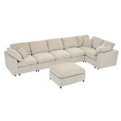ModernLuxe Sectional Sofa, 7-Seater Oversized Sofa With Movable Ottoman, Chenille Upholstered Modular Sofa Couch -Luxe Furniture Sale GUEST 1577a579 28ed 437f 8c01 e546d7d51f27