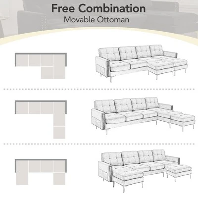111" U-Shape Convertible Sectional Sofa Couch With Movable Ottoman-ModernLuxe 4 111" U-Shape Convertible Sectional Sofa Couch With Movable Ottoman-ModernLuxe - Image 2