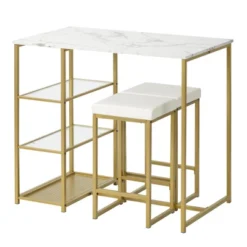 Modernluxe 3-piece Dining Set With Faux Marble Countertop And Bar Stools-Modern -Luxe Furniture Sale GUEST 16f482ea 060e 4e64 9d75 de123df24ebe
