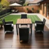ModernLuxe 5-Piece Outdoor Patio Wicker Dining Set with Acacia Wood Table