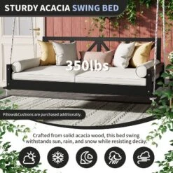 ModernLuxe Twin Size Acacia Wood Patio Swing Bed with 16.4ft Hemp Ropes -Luxe Furniture Sale GUEST 17cdec78 5ab2 4674 a106 ae2f4f267638
