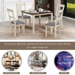 ModernLuxe Classic 5-Piece Dining Table Set with 4 Upholstered Chairs -Luxe Furniture Sale GUEST 18285bbe 3f9c 4218 b87f 831525e716bc