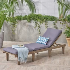 ModernLuxe Outdoor Acacia Wood Reclining Daybed with Full-Length Cushion -Luxe Furniture Sale GUEST 19047875 9e22 4db1 be73 0241448100a1
