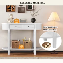 Elegant Retro Console Table With Curved Design And Smooth Glaze For Entryways, Living Rooms And Hallways - ModernLuxe 19 Elegant Retro Console Table With Curved Design And Smooth Glaze For Entryways, Living Rooms And Hallways - ModernLuxe -Luxe Furniture Sale GUEST 191f1f24 c75c 4a7a ae12 318eb069af8f