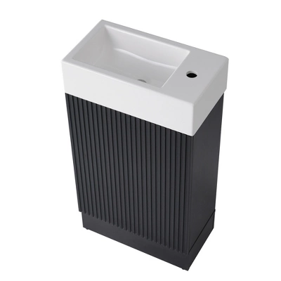 ModernLuxe 18.6" Bathroom Vanity with Ceramic Sink and Reversible Two-Tier Shelf 12 ModernLuxe 18.6" Bathroom Vanity with Ceramic Sink and Reversible Two-Tier Shelf - Image 10