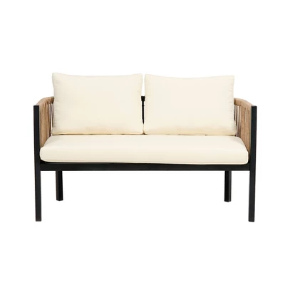 ModernLuxe 4-Piece Rattan Wicker Outdoor Patio Sofa Set with Tempered Glass Table 9 ModernLuxe 4-Piece Rattan Wicker Outdoor Patio Sofa Set with Tempered Glass Table - Image 7