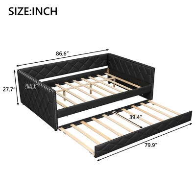 ModernLuxe Full XL Upholstered Daybed with Trundle and App-Controlled LED Lights 5 ModernLuxe Full XL Upholstered Daybed with Trundle and App-Controlled LED Lights - Image 3
