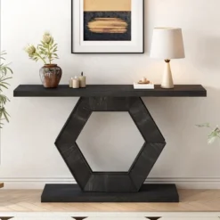 ModernLuxe Modern Entryway Console Table with Hollow Hexagon Base