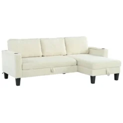 82.5"W Modern L-Shaped Sectional Sofa With Storage Chaise, Cup Holders And USB Ports, Corduroy Upholstered Fabric Sofa Couch - ModernLuxe -Luxe Furniture Sale GUEST 1a38f8bb 9f3d 438a 95c4 e535cf70912d