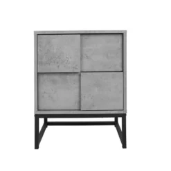 Modern Nightstand With Geometric Elements, Bedside Table With 2 Drawers, Cement Gray-ModernLuxe -Luxe Furniture Sale GUEST 1ac01002 2adb 40e2 ac9d 7ae1f2470ab6
