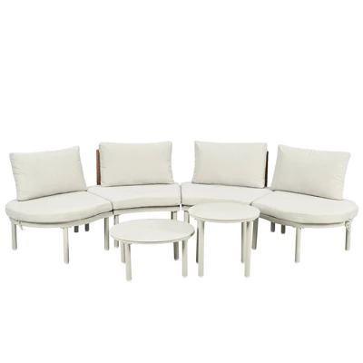 ModernLuxe 6/8-Piece Modular Half Moon Outdoor Sectional Set with Nesting Coffee Tables 9 ModernLuxe 6/8-Piece Modular Half Moon Outdoor Sectional Set with Nesting Coffee Tables - Image 7