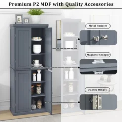 72.4" Minimalist Freestanding Kitchen Storage Cabinet Organizer, Kitchen Pantry With 4 Doors And Adjustable Shelves-ModernLuxe 15 72.4" Minimalist Freestanding Kitchen Storage Cabinet Organizer, Kitchen Pantry With 4 Doors And Adjustable Shelves-ModernLuxe -Luxe Furniture Sale GUEST 1b49d649 ff0f 4021 89f0 5aeae15a6ea5