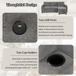 ModernLux 84" L-Shaped Convertible Sectional Sofa Bed with Storage and USB Ports -Luxe Furniture Sale GUEST 1ba1e8e8 241e 4b07 89ba 627215e33324