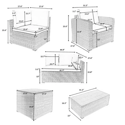 ModernLuxe 7-Piece Outdoor Wicker Sofa Set with Storage Box and Cushions 4 ModernLuxe 7-Piece Outdoor Wicker Sofa Set with Storage Box and Cushions - Image 2