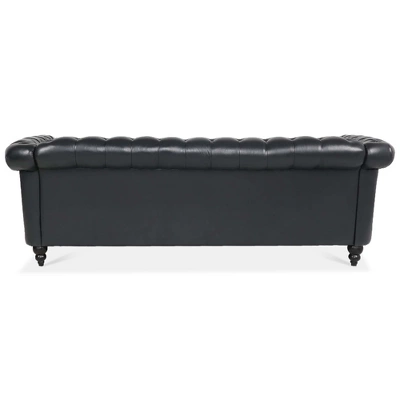 ModernLuxe 84.65" Chesterfield 3-Seater Upholstered Sofa - Tufted Scrolled Arm Couch 9 ModernLuxe 84.65" Chesterfield 3-Seater Upholstered Sofa - Tufted Scrolled Arm Couch - Image 7