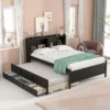Full/Twin Size Platform Bed With Bookcase Headboard, Twin Size Trundle Bed And Drawers-ModernLuxe -Luxe Furniture Sale GUEST 1beca865 4415 4b55 a015 2e30a2adc996