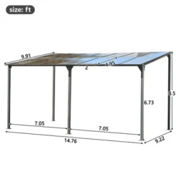 ModernLuxe 14.76 x 9.22 FT Wall-Mounted Gazebo, All-Weather Outdoor Pergola with PC Roof -Luxe Furniture Sale GUEST 1c222e37 1fb9 4917 b766 f51b4654d126