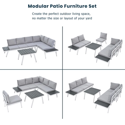 ModernLuxe Industrial Aluminum 5-Piece Outdoor Patio Furniture Set with Integrated Tables 14 ModernLuxe Industrial Aluminum 5-Piece Outdoor Patio Furniture Set with Integrated Tables - Image 12