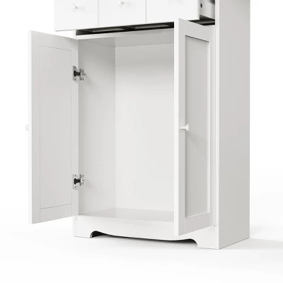 ModernLuxe 3-Tier Modern Bookshelf with LED Lights and Glass Doors - White 12 ModernLuxe 3-Tier Modern Bookshelf with LED Lights and Glass Doors - White - Image 10