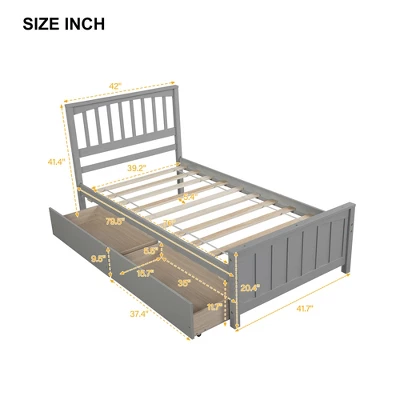 Twin Size Platform Bed Frame With Two Drawers-ModernLuxe 4 Twin Size Platform Bed Frame With Two Drawers-ModernLuxe - Image 2