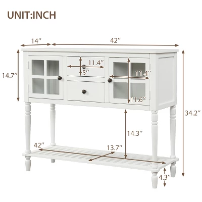 ModernLuxe Farmhouse Double Door Console Table with Storage Shelf and Drawers 4 ModernLuxe Farmhouse Double Door Console Table with Storage Shelf and Drawers - Image 2