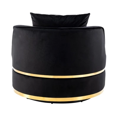 ModernLuxe Velvet Swivel Barrel Accent Chair with Plush Lumbar Cushion 12 ModernLuxe Velvet Swivel Barrel Accent Chair with Plush Lumbar Cushion - Image 10