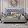 Queen Size Velvet Upholstered Platform Bed Frame With LED Lights And Tufted Headboard-ModernLuxe 2 Queen Size Velvet Upholstered Platform Bed Frame With LED Lights And Tufted Headboard-ModernLuxe -Luxe Furniture Sale GUEST 1d63c884 38c5 42d8 96b7 41ba3763c50c