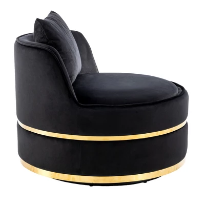 ModernLuxe Velvet Swivel Barrel Accent Chair with Plush Lumbar Cushion 11 ModernLuxe Velvet Swivel Barrel Accent Chair with Plush Lumbar Cushion - Image 9