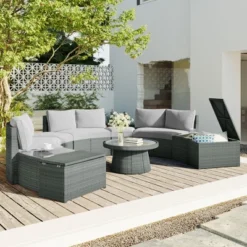 ModernLuxe 10-Piece All-Weather Outdoor Wicker Sectional Conversation Set