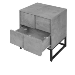 Modern Nightstand With Geometric Elements, Bedside Table With 2 Drawers, Cement Gray-ModernLuxe -Luxe Furniture Sale GUEST 1f4b3d5a 3630 4035 9420 5ce86cdc9151