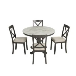 ModernLuxe 5-Piece Round Dining Set with Faux Marble Table and 4 Upholstered Chairs 18 ModernLuxe 5-Piece Round Dining Set with Faux Marble Table and 4 Upholstered Chairs -Luxe Furniture Sale GUEST 200a8661 24c6 4b3b a1da de6e4bb20848