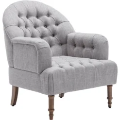 Mid Century Button-Tufted Upholstered Accent Chair Set With Linen Fabric And Ottoman-ModernLuxe -Luxe Furniture Sale GUEST 2089dcf9 d270 49f2 8cb3 d93dd90dee93