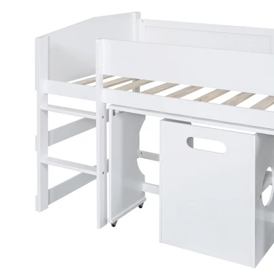 ModernLuxe Low Study Loft Bed with Portable Rolling Desk and Matching Chair 11 ModernLuxe Low Study Loft Bed with Portable Rolling Desk and Matching Chair - Image 9