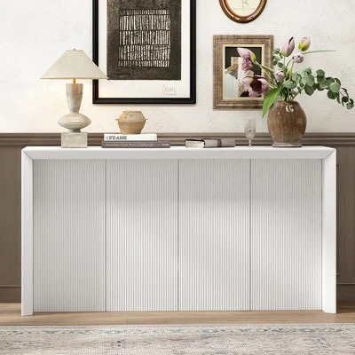 ModernLuxe 59.7" Wavy Acacia Wood Veneer Console Table 3 ModernLuxe 59.7" Wavy Acacia Wood Veneer Console Table