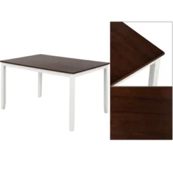 Modern 6-Piece Dining Table Set With Waterproof Coat Ivory And Cherry-ModernLuxe -Luxe Furniture Sale GUEST 2220ab6c 5e06 414b a196 397b921c79ba