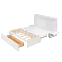 Queen Size Mobile Murphy Bed With Drawer And Little Shelves On Each Side, White - ModernLuxe -Luxe Furniture Sale GUEST 2227af85 dea0 4e95 80b9 76d17d95a03a