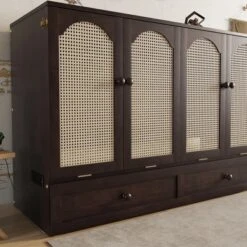 ModernLuxe Queen Size Murphy Cabinet Bed with Rattan Panel & Integrated Charging Station 16 ModernLuxe Queen Size Murphy Cabinet Bed with Rattan Panel & Integrated Charging Station -Luxe Furniture Sale GUEST 2232d36a fd48 49ad aa44 029dd580a390