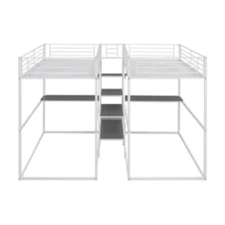 ModernLuxe Double Twin Over Twin Metal Bunk Bed with Desks and Storage Staircase -Luxe Furniture Sale GUEST 226beb20 4da8 4f8b b5f3 a7f93563a1f8