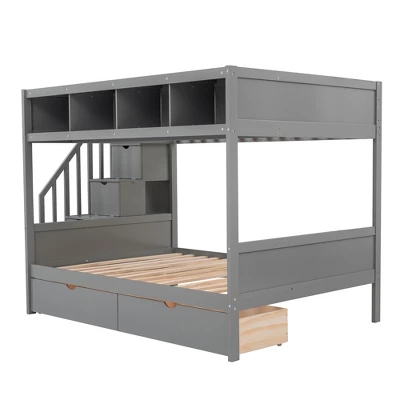 ModernLuxe Twin Over Full Bunk Bed with Storage Stairs & 2 Drawers 9 ModernLuxe Twin Over Full Bunk Bed with Storage Stairs & 2 Drawers - Image 7