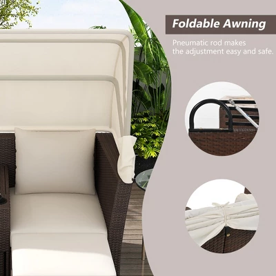 ModernLuxe 2-Seater Outdoor Rattan Daybed with Foldable Sunshade Canopy 8 ModernLuxe 2-Seater Outdoor Rattan Daybed with Foldable Sunshade Canopy - Image 6