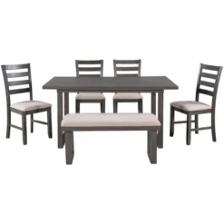 6-Piece Rustic Wood Dining Table Set With Chairs And Bench,Gray-ModernLuxe 10 6-Piece Rustic Wood Dining Table Set With Chairs And Bench,Gray-ModernLuxe -Luxe Furniture Sale GUEST 24d4ead8 277c 44bb 82f9 03d8f4a0e834